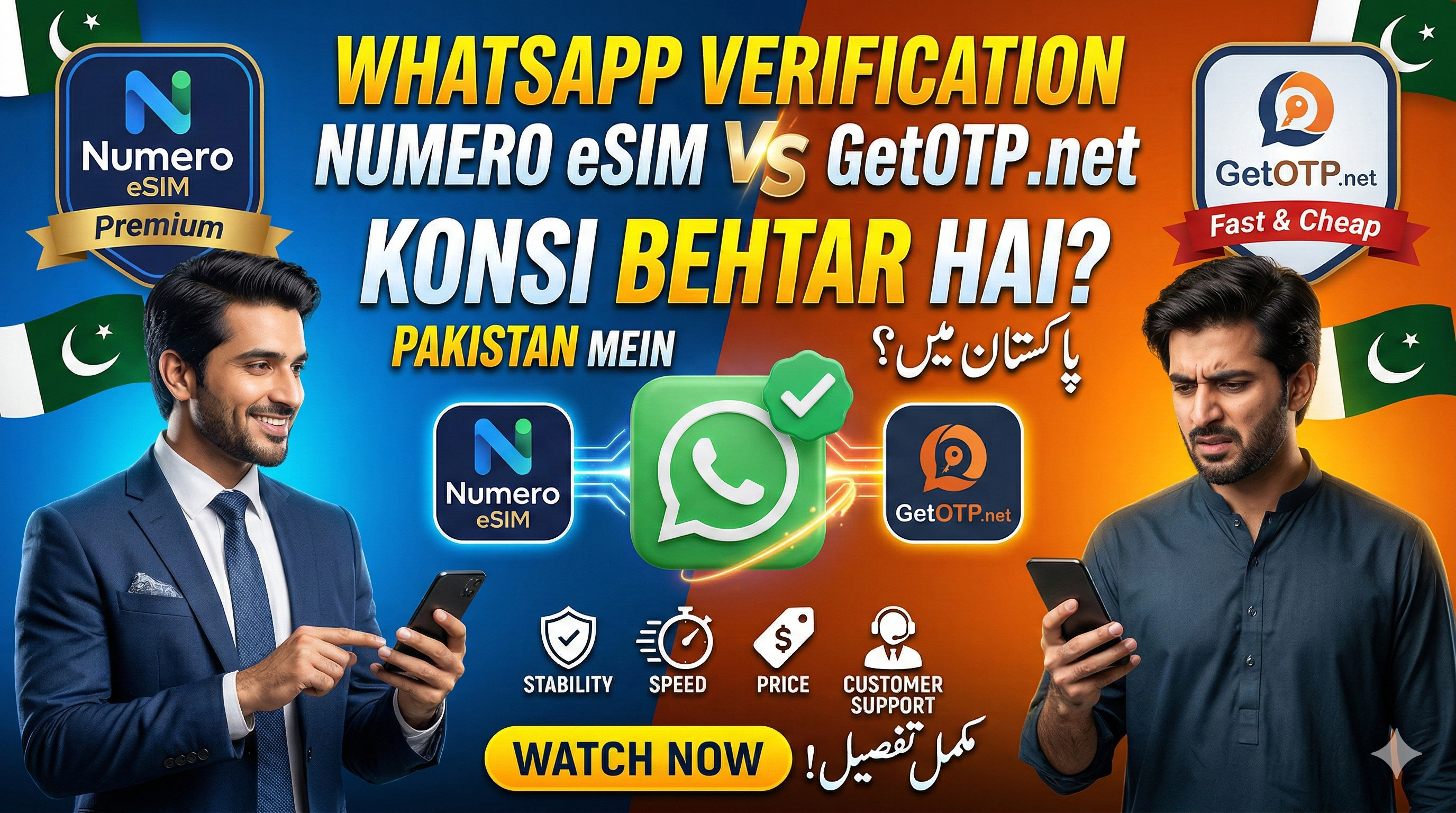 Numero eSIM vs GetOTP.net: Which is Better for WhatsApp Verification in Pakistan?